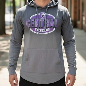 Omaha Central Eagles Hoodie Pullover Gray Purple Long Sleeve PEL Athletic Men S